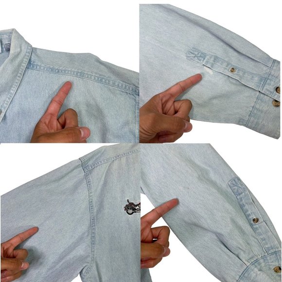 Vintage Blue Point Harley Davidson Button Down- Biker- Embroidered- Men’s XL - Picture 11 of 12